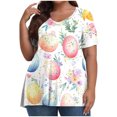 thumbnail image 2 of Hfnxid Women Plus Size Easter Top Floral Bunny Graphic T-Shirts Fashion Loose Fit Short Sleeve Shirt Holiday Beach Vacation Casual Tops Multicolor XXL, 2 of 6