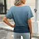 thumbnail image 3 of Camisetas de Manga Corta Casuales para las Mujeres con Cuello en V, Sudadera Casual de Poliéster, Impresión Sólida de las Señoras para la Fiesta de Trabajo Diaria, Invierno Y Primavera, 3 of 9