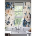 thumbnail image 2 of Vintage Blue Floral Sheer Curtains 72 Inch Length 2 Panels Set Window Treatments, Butterflies Watercolor Flower Linen Rod Pocket Semi Curtains for Living Room/Bedroom/Kitchen Décor, 104"W x 72"L, 2 of 7