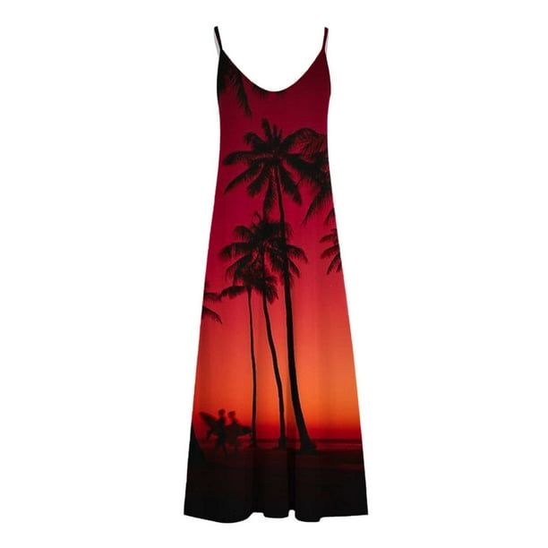 red coconut tree mini dress Farm Rio Majestic Coconut Tree Premium Linen Mini Dress - Majestic Coconut Tree Red