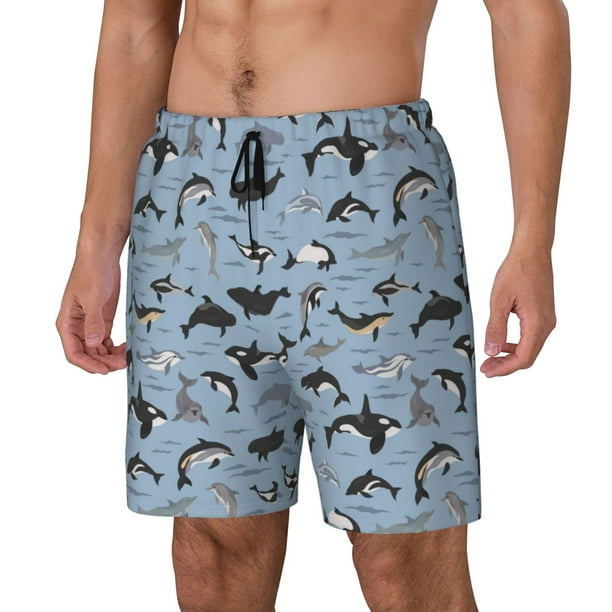 Fotbe Dolphins Traje de Baño para Hombre – Shorts de Natación de Secado Rápido con Forro y Bolsillos-Medium