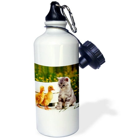 

3dRose Kitten and Duck Sports Water Bottle 21oz