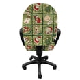 thumbnail image 3 of Christmas Office Chair Slipcover, Cartoon Santa Claus Trees Teddy Bears Candies Sketchy Design Print, Protective Stretch Decorative Fabric Cover, Standard Size, Olive Green White, by Ambesonne, 3 of 5