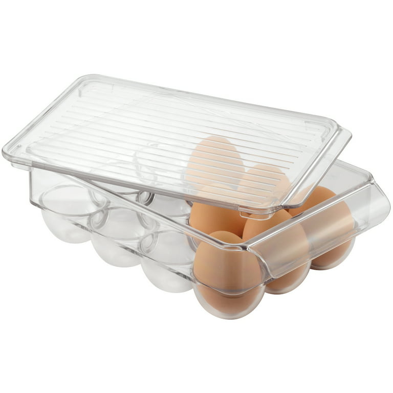 iDesign Plastic Egg Holder for Refrigerator with Handle and Lid, Fridge  Storage Organizer for Kitchen, Holds up to 14, 4.25 x 14.5 x 3, Clear -  Egg Separators 
