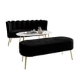 thumbnail image 2 of Castle Place Modern Luxury Upholstered Velvet Love Seat with Bench and Coffee Table, Black, 2 of 9