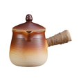 thumbnail image 1 of Tetera de cerámica tradicional con tapa, tetera antigua de hojas sueltas con colador de té. Marrón, 1 of 9