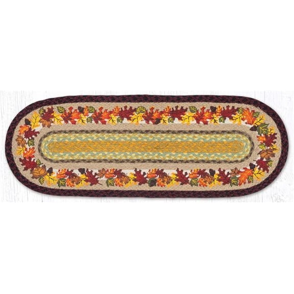 Earth Rug 68-395A 13 x 36 in. Autumn Braided Oval Table Runner, Burgundy & Mustard