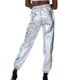 thumbnail image 3 of Pantalones de cintura alta para mujer, ropa informal de verano, pantalones metálicos, 3 of 3