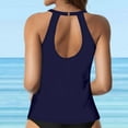 thumbnail image 5 of TOWED22 Womens High Neck Tankini Top Backless Bathing Suit Tops Underwire Full Coverage Bikini Top Swimsuit Top Key Hole Swim Top Only（Dark Blue,XL）, 5 of 7