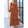thumbnail image 4 of Vestido largo PRETTYGARDEN para mujer, color marrón primaveral, 4 of 9