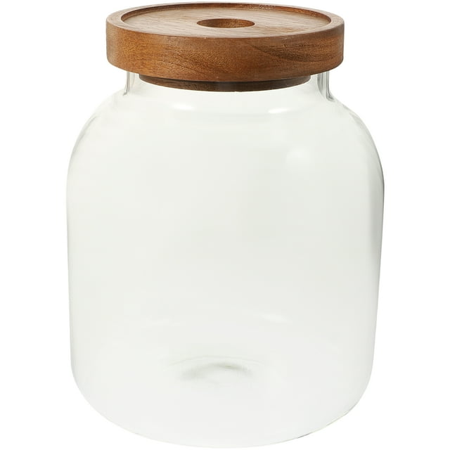 Sealing Storage Jar Glass Food Containers Grain Storage Jar Wood Lid Glass Jar Kitchen Glass Jar