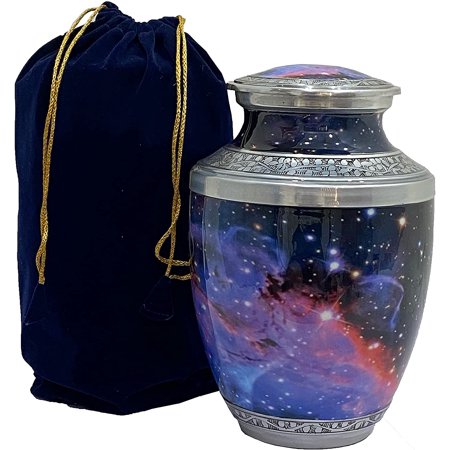 HLC Handcrafted Brass Cremation Urn - Elegant Gold Engraved, Holds Up To 200 Lbs