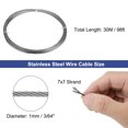 thumbnail image 2 of Unique Bargains 1mm 98ft (30M) 304 Stainless Steel Cable Wire Rope 7x7 Strands, 2 of 5
