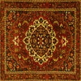 thumbnail image 1 of Ahgly Company Machine Washable Indoor Square Medallion Yellow Traditional Area Rugs, 3' Square, 1 of 4