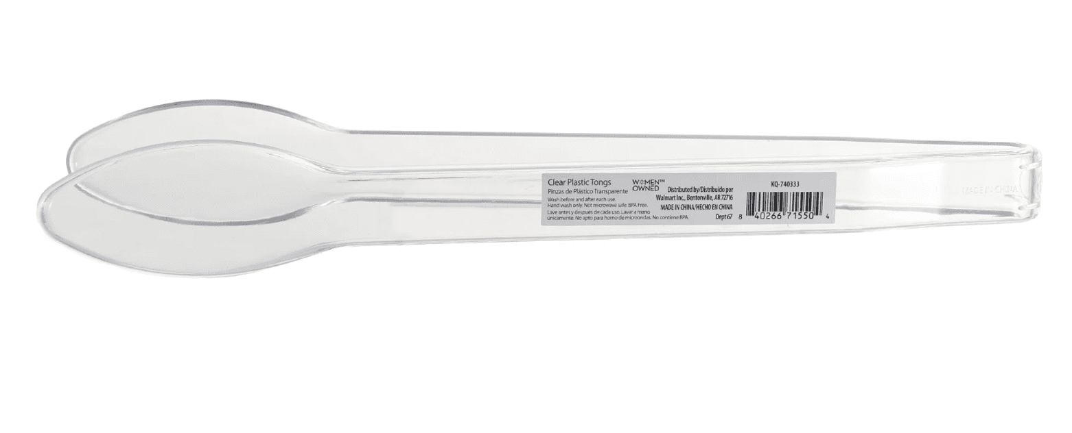1 Count, 12 IN Clear Plastic Serving Tongs, Food Tongs, by Way To Celebrate
