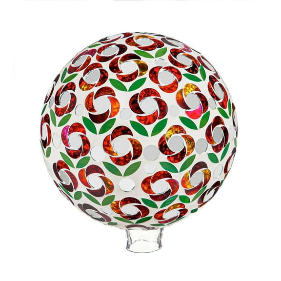 Evergreen 10" Mosaic Glass Gazing Ball, Poinsettia