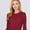Burgundy, variant on Women's Basic Thermal Long Sleeve Knit T-Shirt Crew Neck