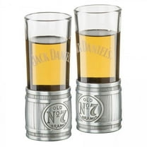 Jack Daniels Metal Barrel Shooter Set (2) Glass/Metal Shot Glass Whiskey Bar