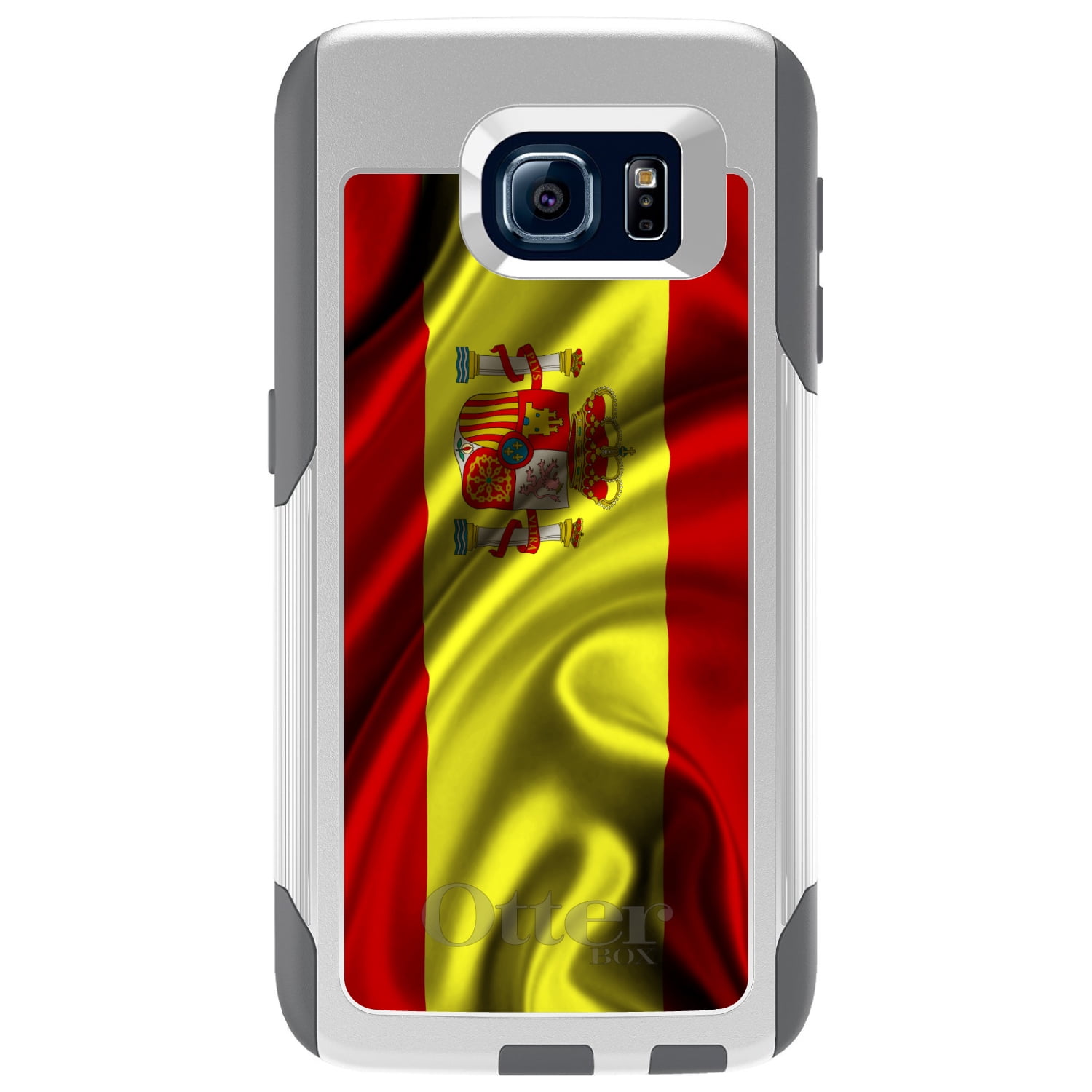 CUSTOM White OtterBox Commuter Series Case for Samsung Galaxy S6 Spain Waving...