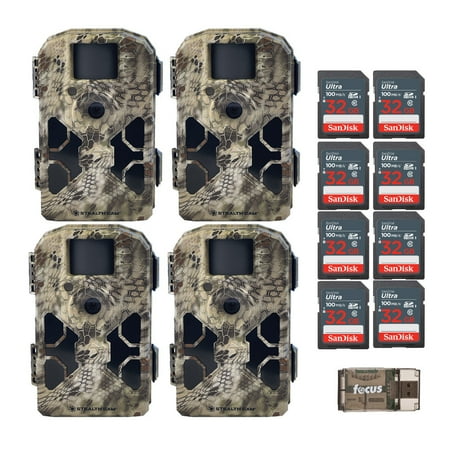 Stealth Cam 2022 G42NG 32MP No-Glow Trail Cameras Kryptek & Cards Kit (4-Pack)