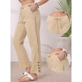 thumbnail image 2 of DARING DIVA Women's Casual High Waist Cotton Long Pants Small Khaki, 2 of 6