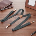 thumbnail image 5 of Buyless Fashion Leather End 2 Pack Suspenders for Men - 48" Elastic Adjustable Straps 1" - Y Shape - 5138-2-Gray, 5 of 7