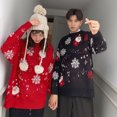 thumbnail image 3 of Suéteres de Navidad para hombres y mujeres, suéter suelto grueso, prendas de vestir de otoño e invierno, pareja, 3 of 5