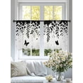 thumbnail image 4 of Black Spring Botanical Sheer Curtains 45 Inch Length 2 Panels Set, Weeping Eucalyptus Butterfly Voile Window Treatment Rod Pocket Small Kitchen Curtains Drapes for Bedroom 52"x45"x2, 4 of 7