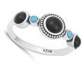 thumbnail image 4 of Cute Bali Round Simulated Black Onyx Ring .925 Sterling Silver Band CZ Jewelry Female Size 7, 4 of 4