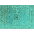 thumbnail image 1 of Ahgly Company Machine Washable Indoor Rectangle Oriental Turquoise Blue Industrial Area Rugs, 4' x 6', 1 of 4