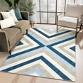 thumbnail image 3 of IDEALHOUSE Geometric Area Rug, Modern Washable Non-Slip Low Pile Carpet for Living Room Bedroom, Blue, 8x10ft, 3 of 8