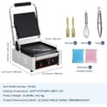 thumbnail image 2 of 1800W Commercial Panini Press & Electric Grill, 9x9 Inch Sandwich Maker with 6-Temp Control, 110V Indoor Grill for Burgers, Panini, Breakfast, Silver, 2 of 8