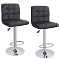 thumbnail image 2 of LEMY Bar Stools Modern PU Leather Square Counter Height Swivel Stool Chair Armless with Back, Adjustable Hydraulic Kitchen Stool Dining Chair Set of 2(Black), 2 of 15