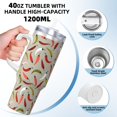 thumbnail image 3 of Rateoe Colorful Chili Printed 40OZ Ice Bully With Handle - Stainless Steel Travel Cup Portable for Hot & Cold Drinks, Travel, Gym, Home, and Outdoor Activities, 3 of 8