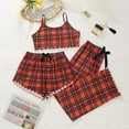 thumbnail image 2 of cfhntfmh Womens Pajama 3 Piece Sets Cute Print Crop Camisole Front Bow Knot Shorts with Long Pants Sleepwear Outfits, 2 of 3