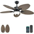 thumbnail image 3 of PHORUS 50" Tropical Ceiling Fan with Light and Remote/APP, Outdoor Waterproof Palm Leaf Ceiling Fan, 6 Speeds Quiet DC Motor, Wet Rated for Patio, Porch, Dark Brown, 3 of 10