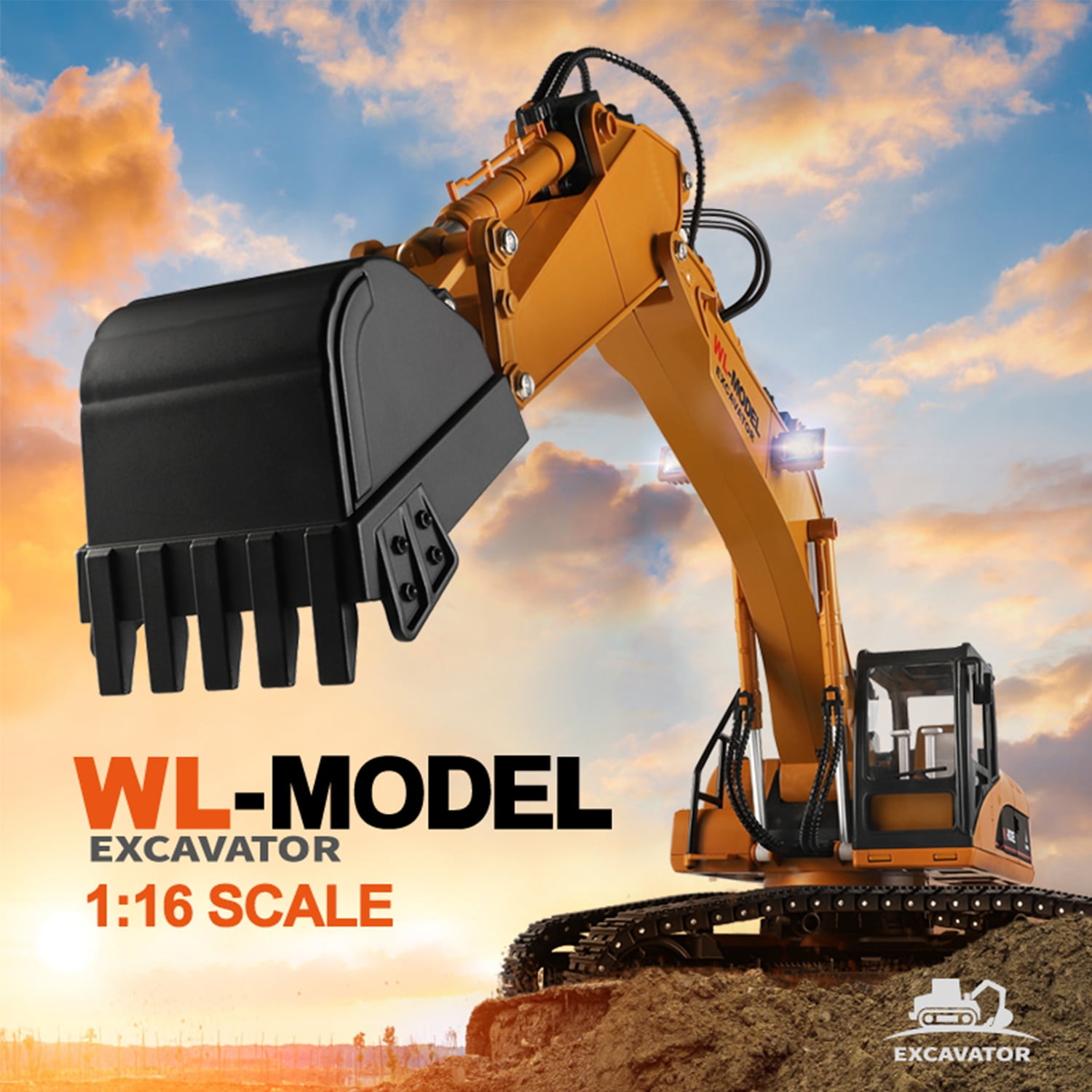 WLtoys XKS 16800 116 Electric Remote Control Excavator Toy Truck RC Construction Tractor Light