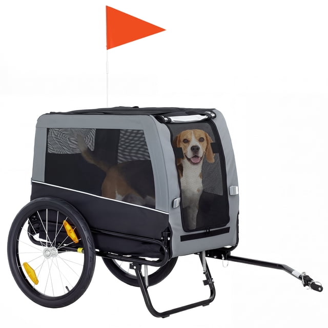PawHut Dog Bike Trailer, Dog Cart for Bicycle with Support Feet