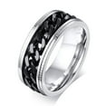 thumbnail image 1 of Mens FIDGET Black Rings with Center Curb Chain Spinner Ring Stainless Steel, 1 of 5