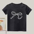 thumbnail image 2 of yillto Girls Bow Graphic Shirts Short Sleeve Crew Neck Cotton Tee 2025 Summer Cute Tshirts Tops, 2 of 3