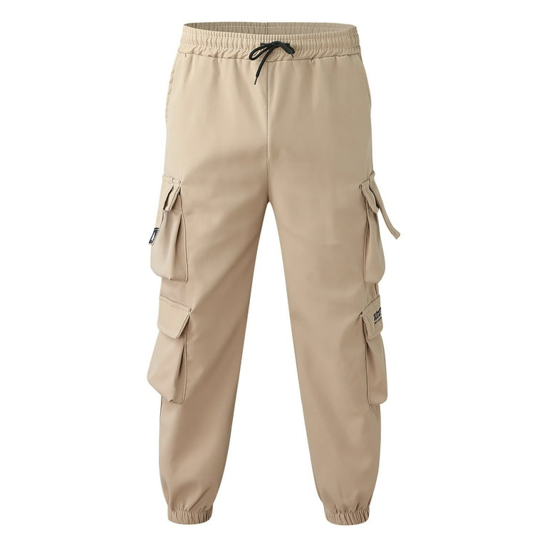 MRULIC jeans for men Men's Harlem Wool Cargo Pants Trousers Loose