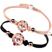 AURENIX 1 Pair Matching Couples Bracelets with Vibration Feedback Relationship Touch Bracelets for Boyfriend and Girlfriend Comfortable Braided Wristbands for Women and Men