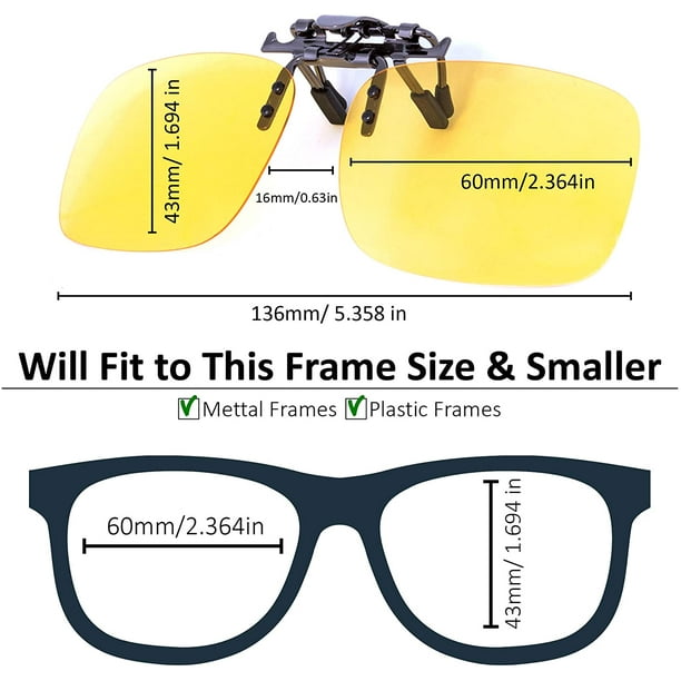 Clip sur les lunettes de vision nocturne polarisées rabattables anti-reflet  anti-éblouissement UV 400 porter sur des lunettes 