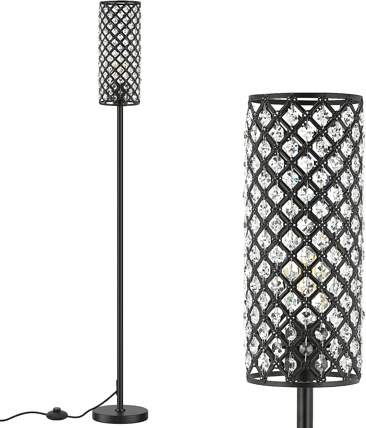 Zoepeng Crystal Floor Lamp for Bedroom Living Room Floor Lamps with