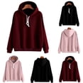 thumbnail image 3 of Femmes Pull à Capuche Hip-hop Skateboard Pull-Over Manteau Uni, 3 of 5