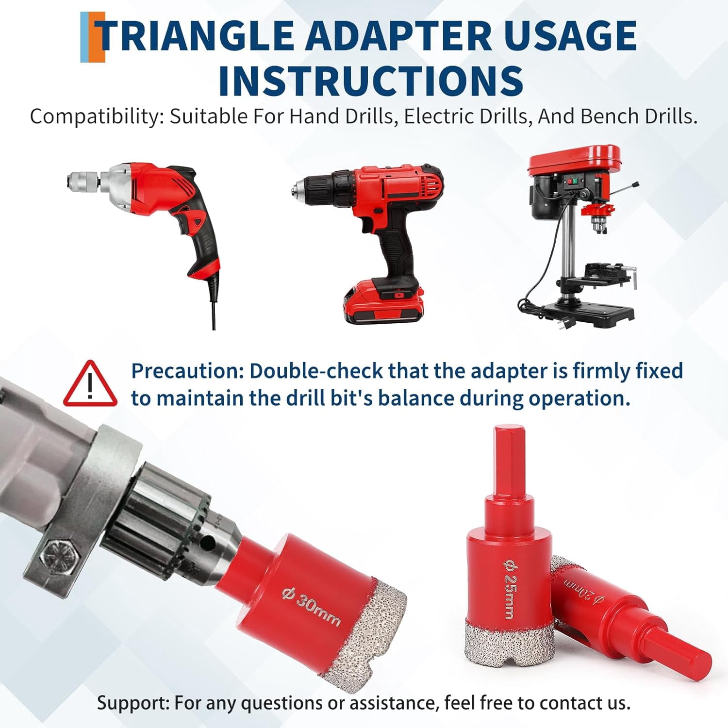 Diamond Tile Hole Saw Kit 10pcs Tile Hole Saw Kit 6/6/20/25/35/50/75/100MM for Tile Porcelain Ceramic Marble with Chamfer Drill Bit and Hexagonal Shank Adapter