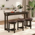 thumbnail image 4 of LKTART Bar Table and Chairs Set Modern Retro Table with Stools Behind Couch Console Table Set Solidwood Legs Dividers (Espresso), 4 of 18