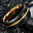 thumbnail image 2 of 8mm Tungsten Ring for Unisex Black Gold Groove Wedding Bands Beveled Edges Size 6 to 14, 2 of 5