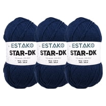 Estako Star-DK Yarn - (3 Skeins Pack) - 75% Acrylic 25% Wool - Soft Lightweight DK #3 - (3 x 3.52 Oz) / (3 x 306 Yrds) - Crochet & Knitting Yarn ( 35095 - Navy )