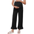 thumbnail image 2 of Solid Color Pregnancy Maternity Women Flared Wide Leg Casual Pants, 2 of 5